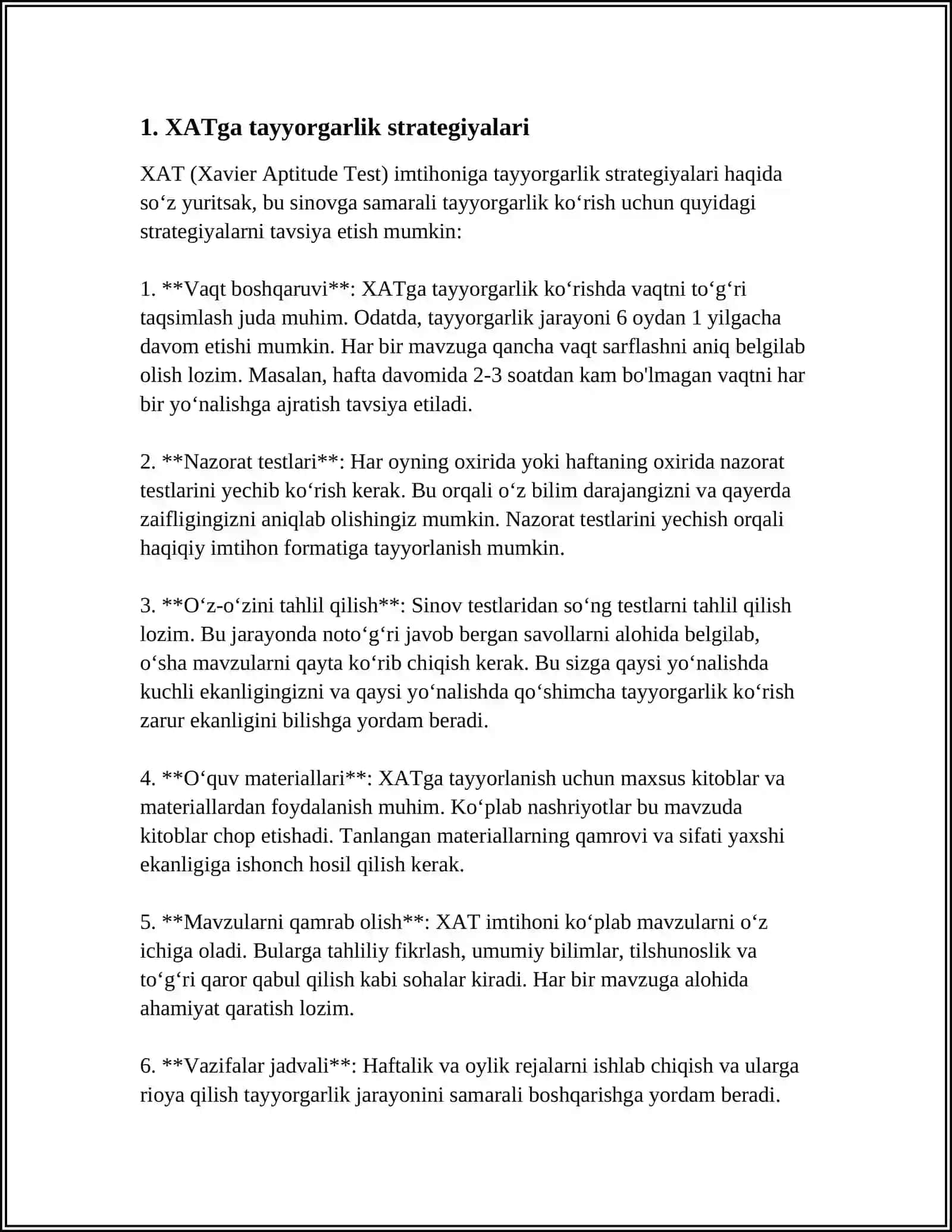 XAT tayyorgarlik strategiyalari 3