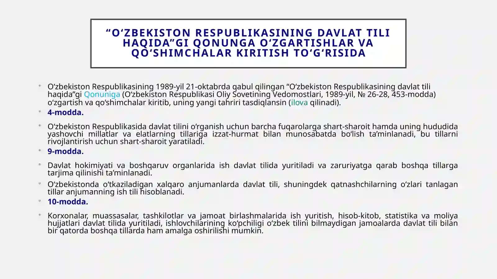 Davlattili to'g'risida qonunning qabul qilinishi 3