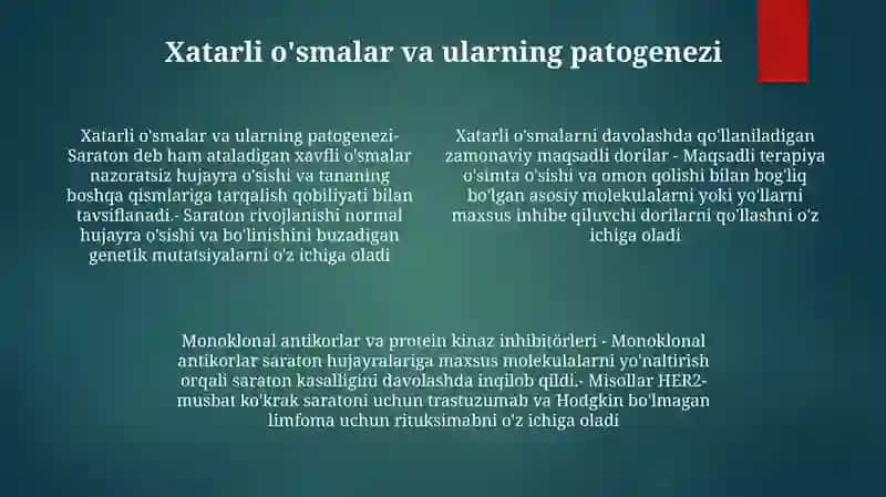Havfli Usmalarni Davolašda Išlatilidan Zamonavij Maqsadli tayyorgarlik 3