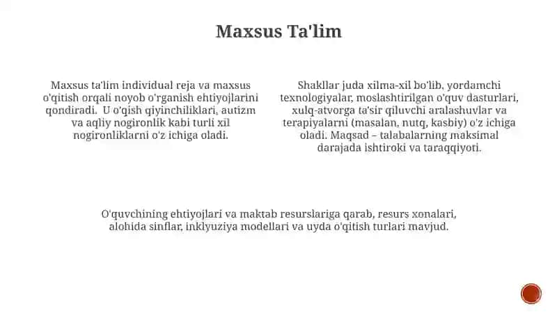 Taʼlim turlari va taʼlimni tashkil etish shakllari 3