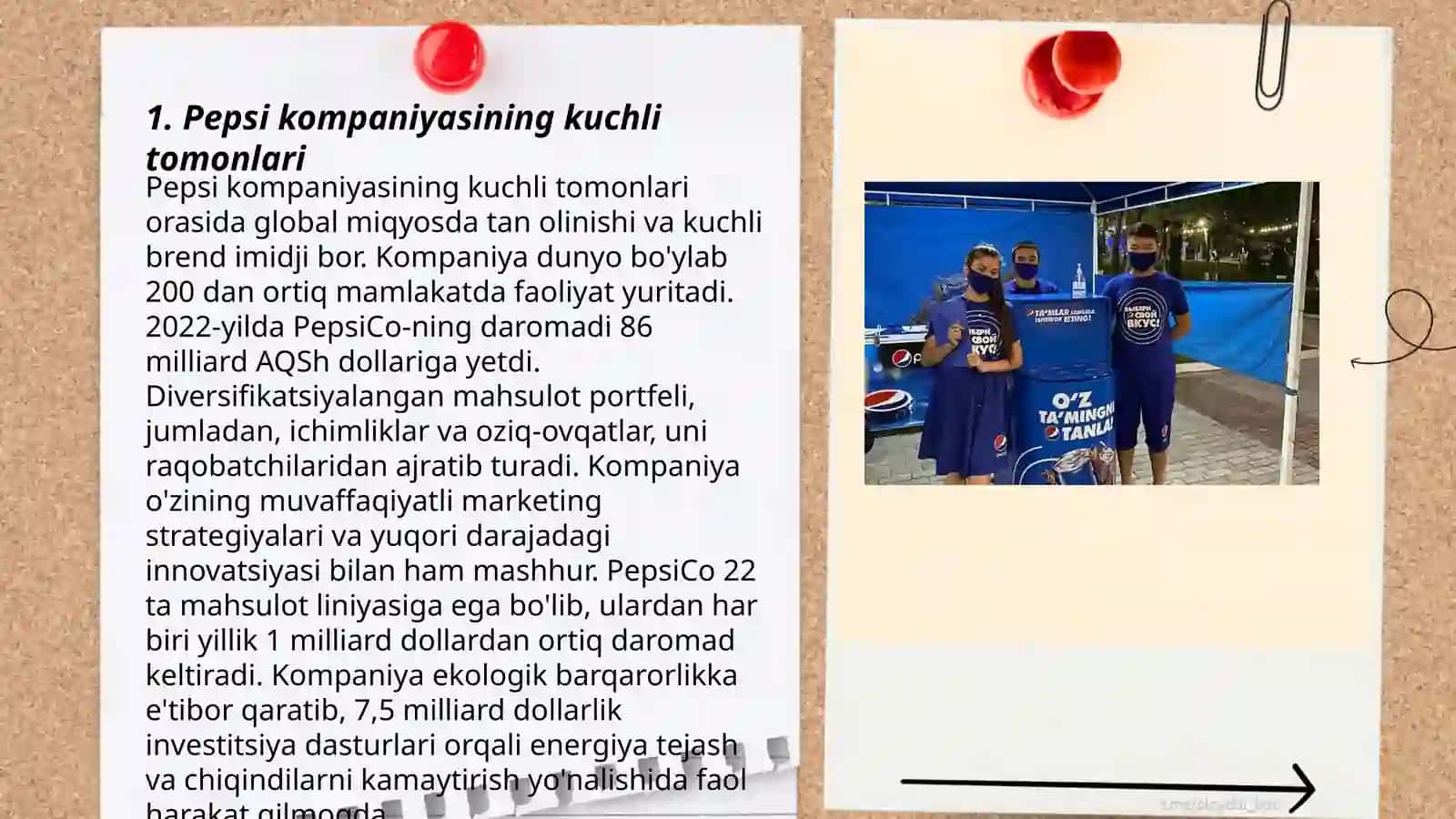 Pepsi Kompaniyasi SWOT Analizi va Maqsadli Auditoriyasi Uzbekistanda 3