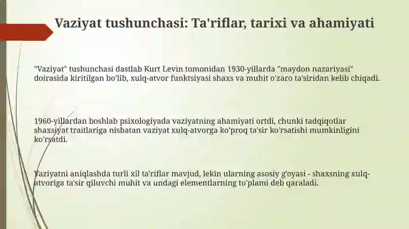 Psixologiyada “vaziyat” kategoriyasi 3