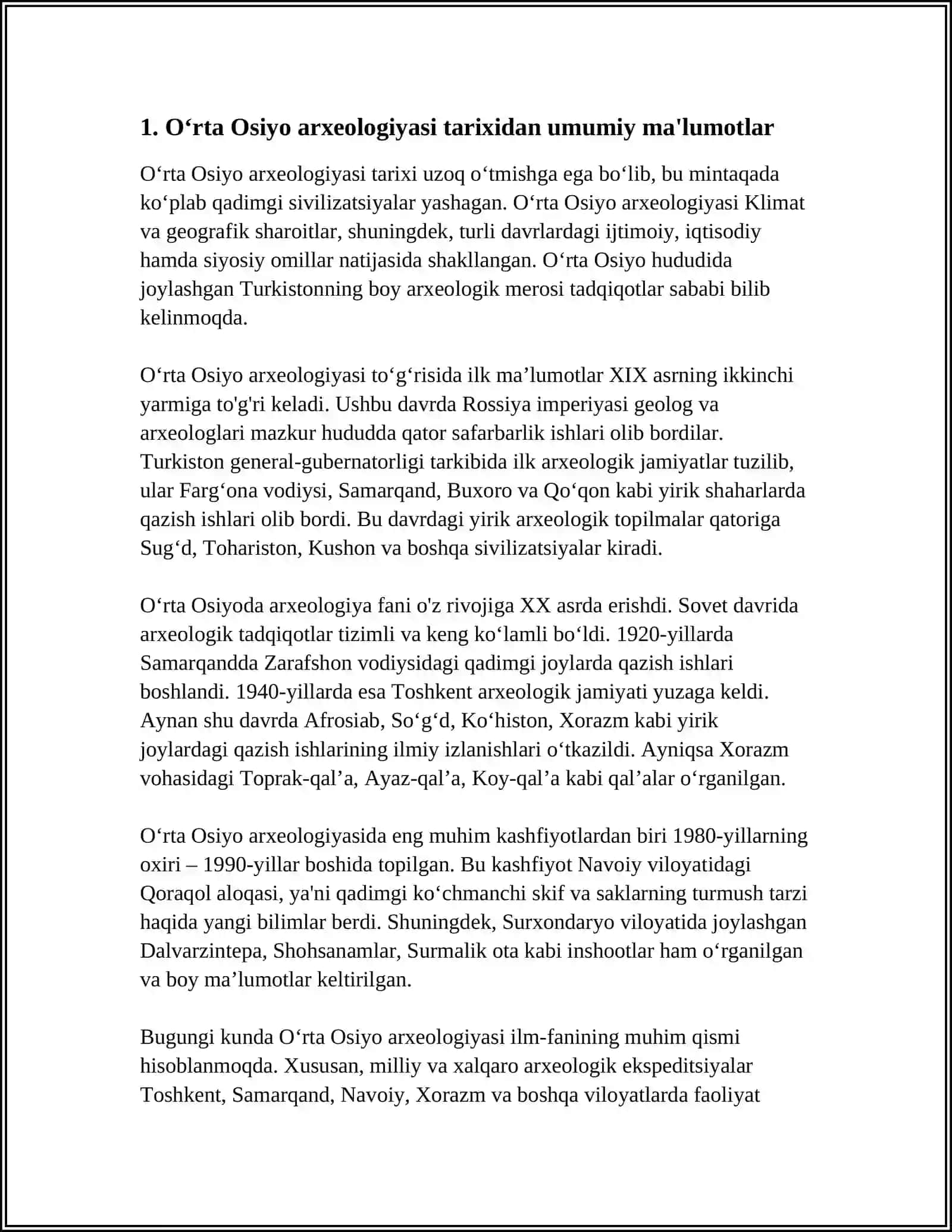 OʻRTA OSIYO ARXEOLOG OLIMLARI HAQIDA BIOGRAFIK MAʼLUMOTLARNI TOʻPLASH 3