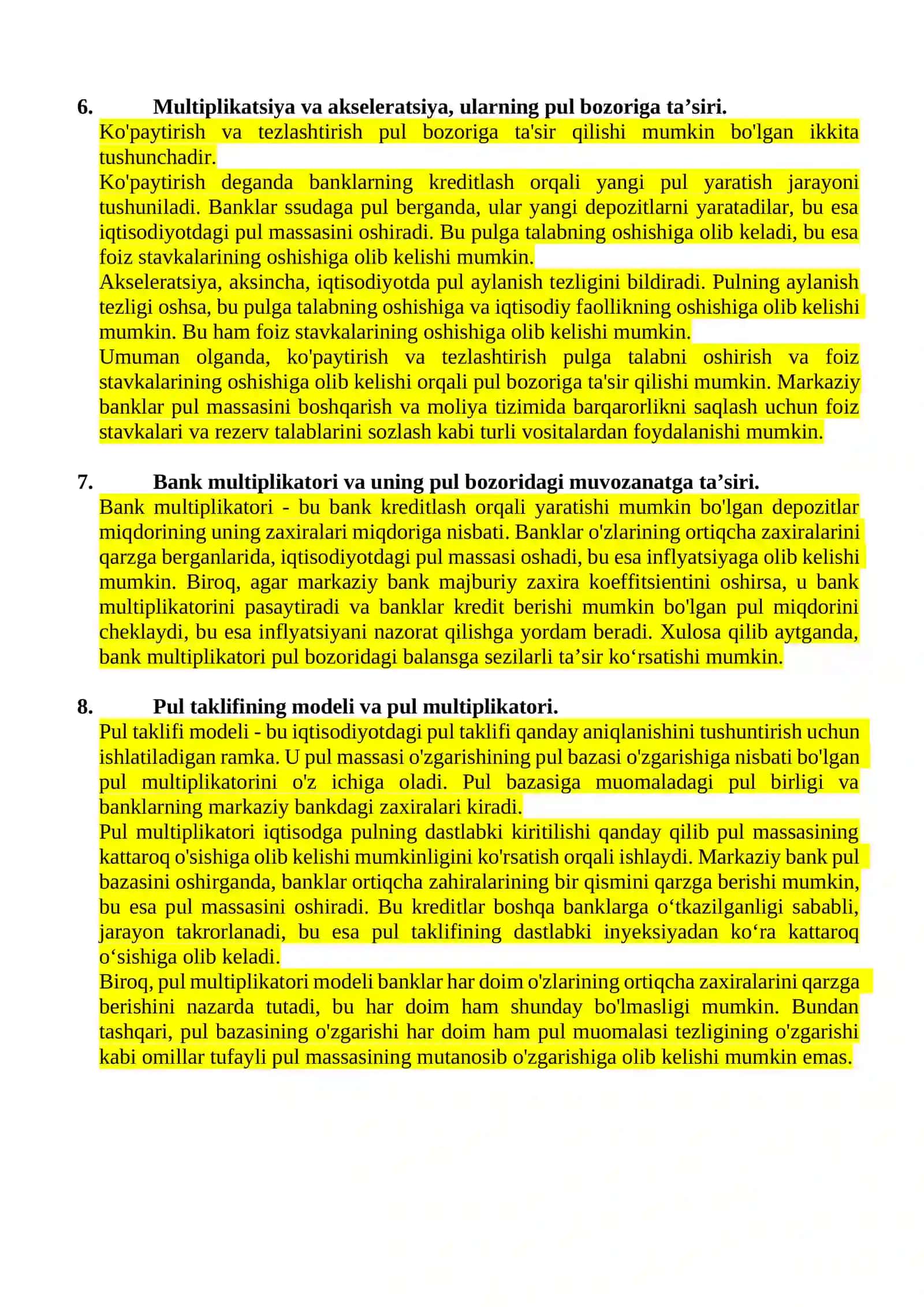 Pul tushunchasi mazmuni, vazifalari va xususiyatlari 3