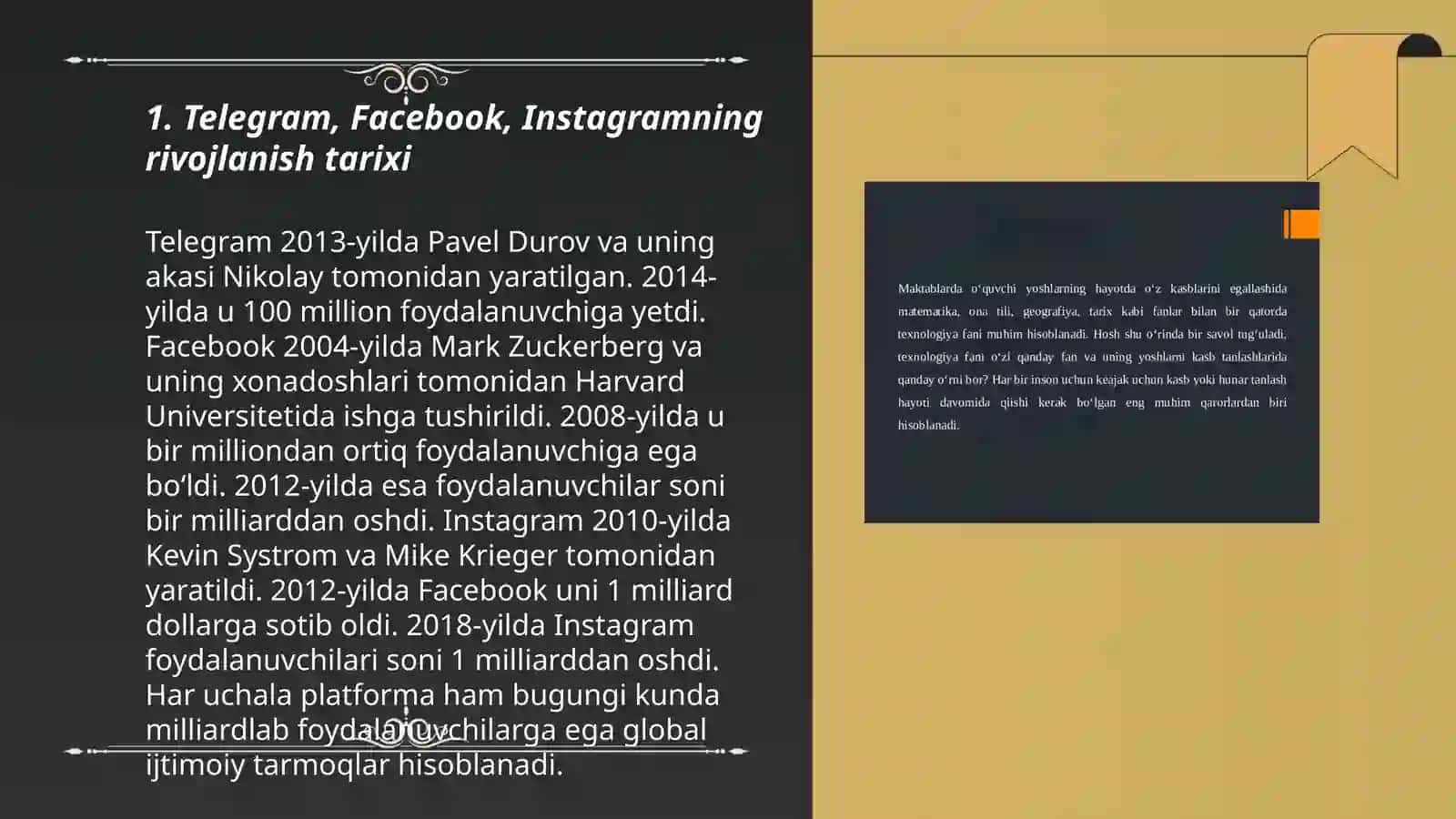 Telegram, Facebook, Instagram tushunchalari 3