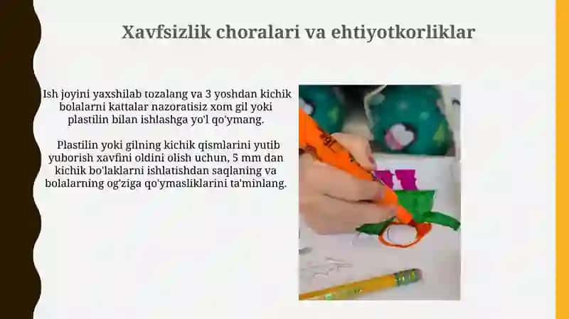 Loy va plastilindan oʻyinchoqlar yasash mashgʻulotlarida bolalarni ijodkorligini rivojlantirish 3