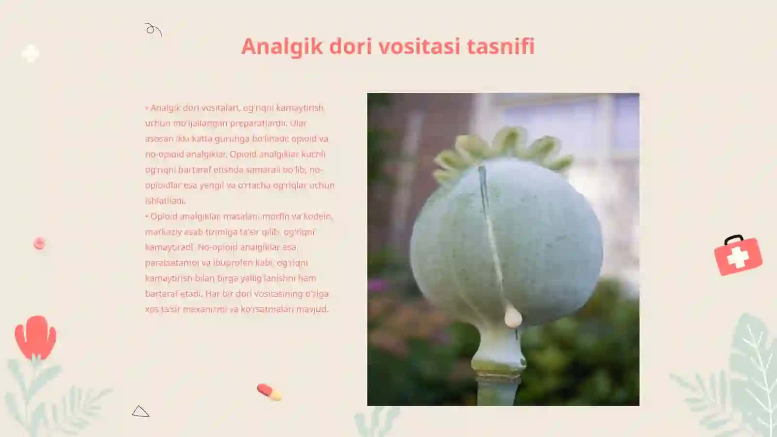 Dori vositalaridan analgining tasnifi 3