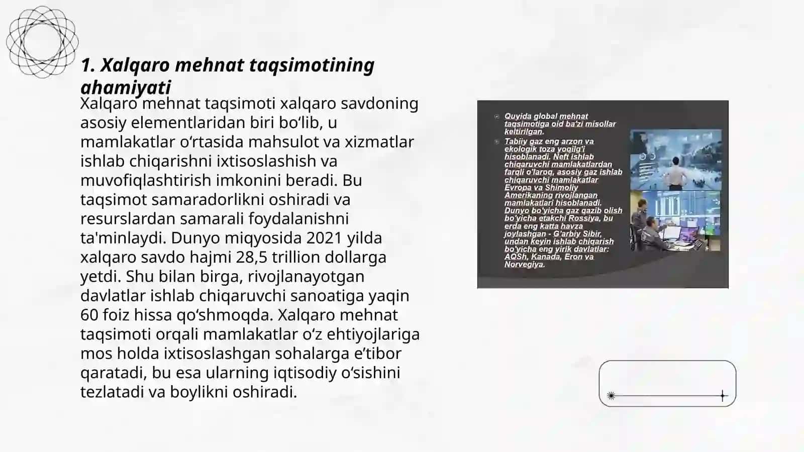 Xalqaro mehnat taqsimotining jahon globallashuvu jarayonida tutgan o'rni 3