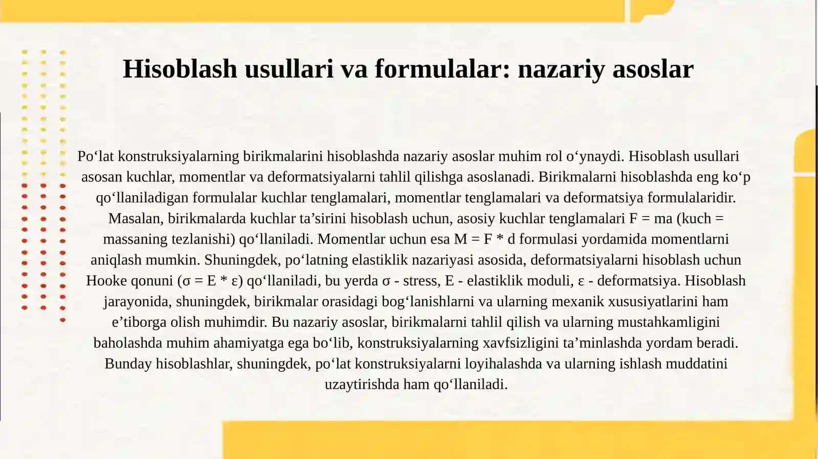 Po‘lat konstruksiyalarning birikmalarini hisoblash 3