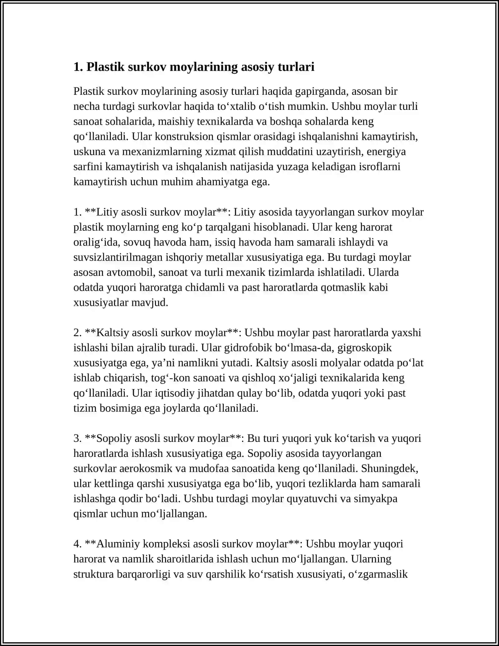 AVTOMOBILLARDA ISHLATILADIGAN PLASTIK SURKOV MOYLARI 3