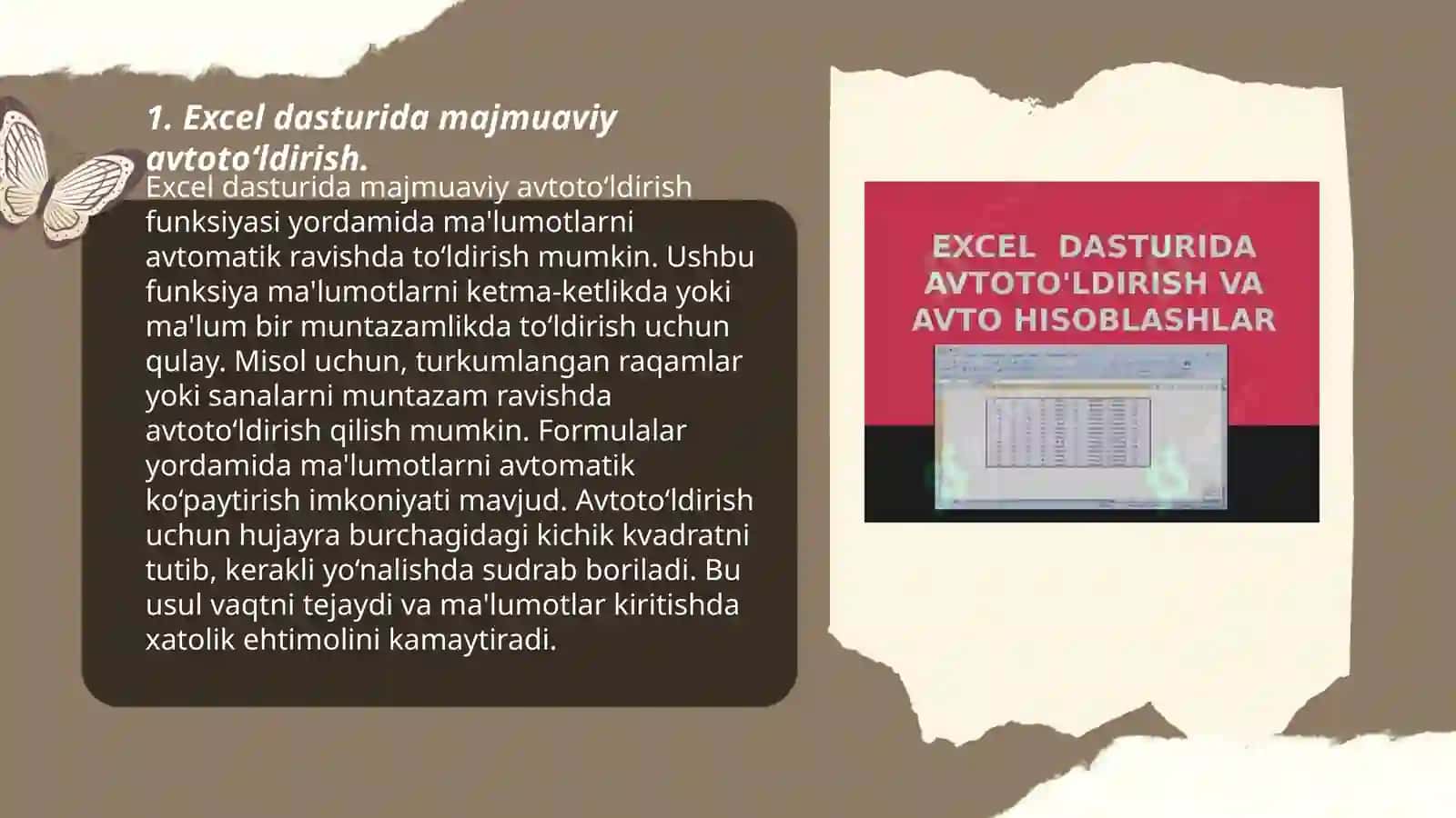 Excel dasturida avtotoʻldirishlar va avtohisoblashlar 3