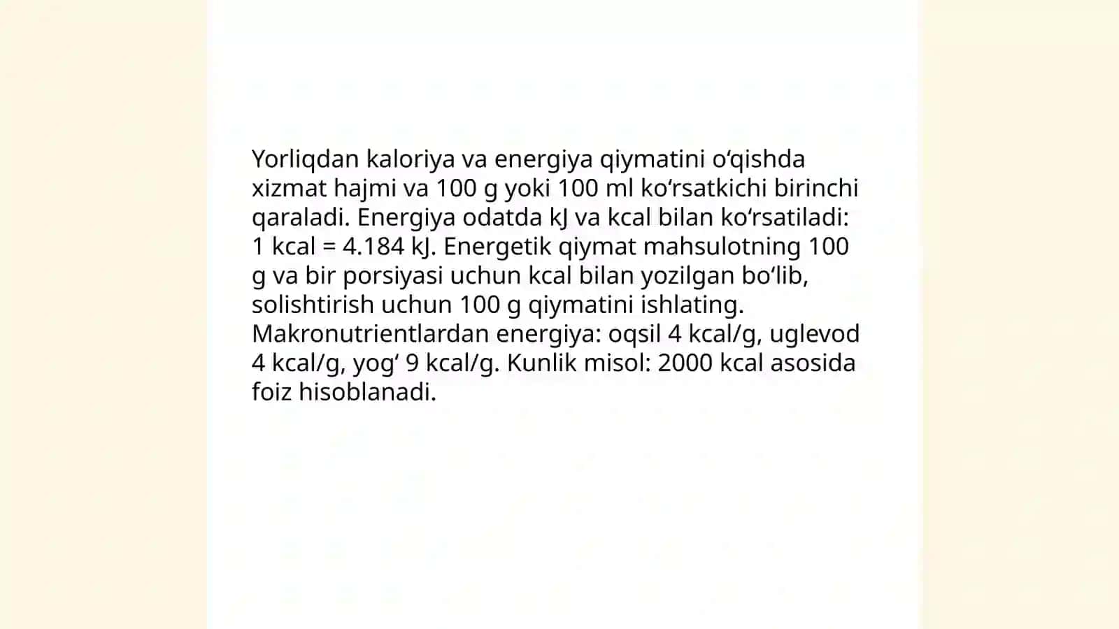 Oziq-ovqat mahsulotlarining tarkibi foydali va zararli xususiyatlarini yorliqlari orqali òrganish 3