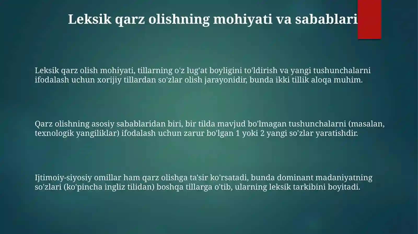 Boshqa tillardan o'zlashgan leksemalar 3