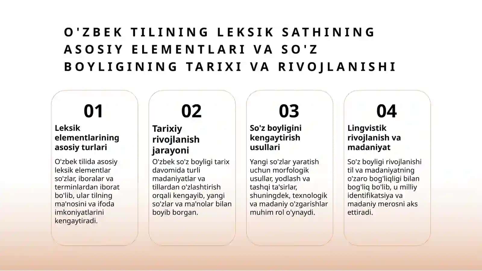 O'zbek tilining leksik sathi, morfologik sathi, sintaktik sathi 3