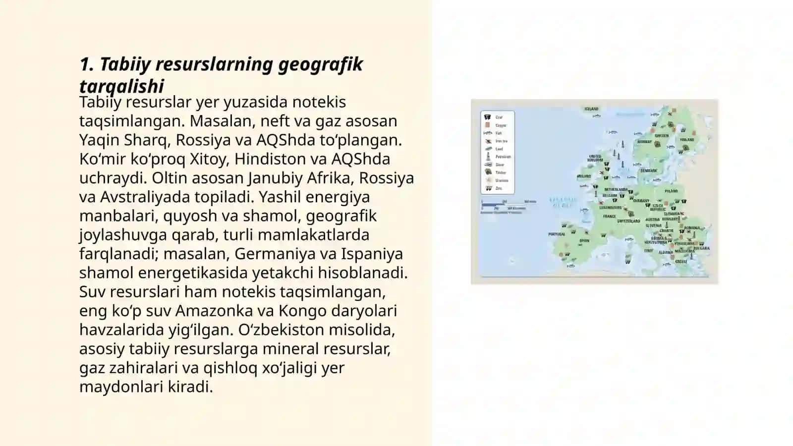 Tabiiy resurslarning tarqalishi va ulardan foydalanish masalari 3