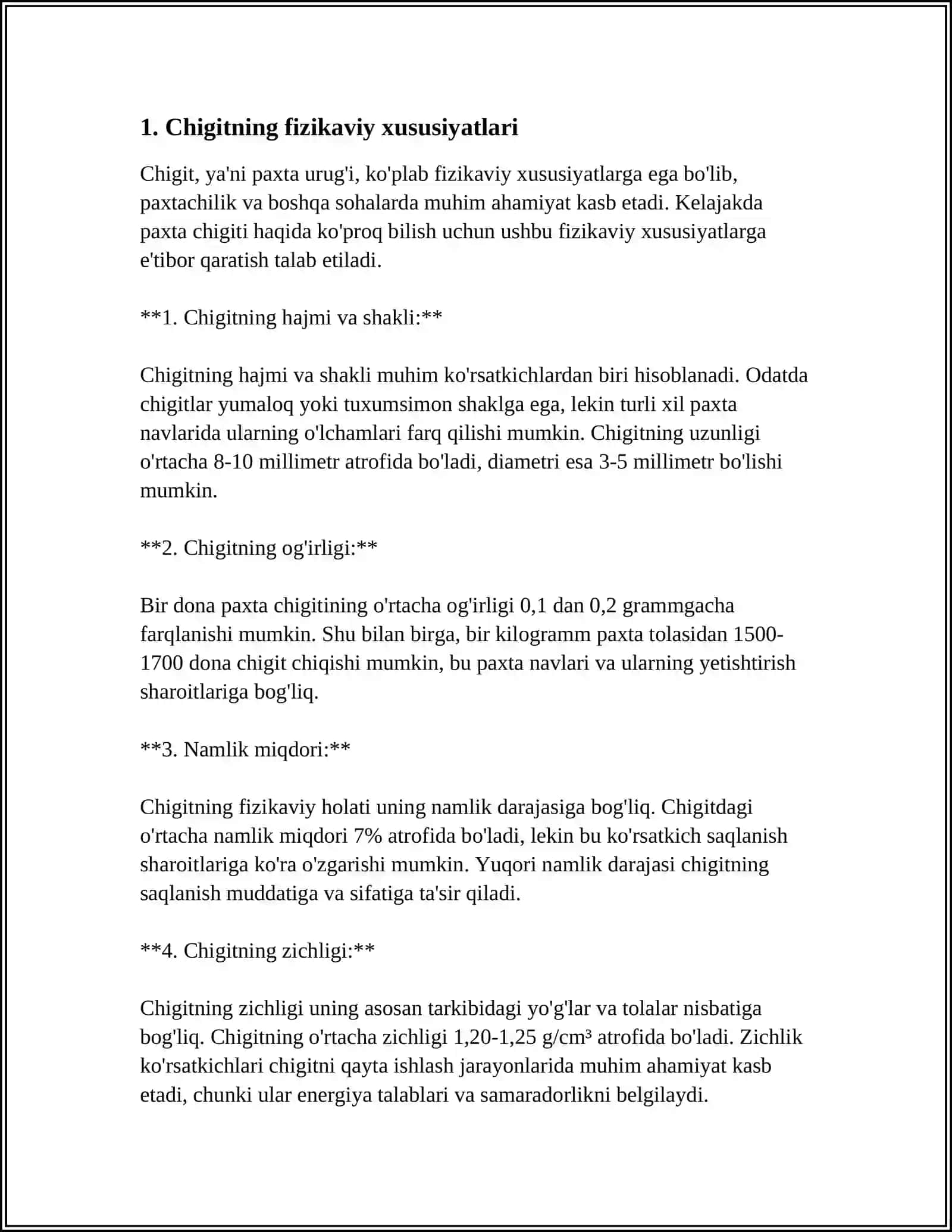 CHIGITNING TOZALIGI, UNUVCHANLIGI VA EKISHGA YAROQLILIGINI ANIQLASH 3