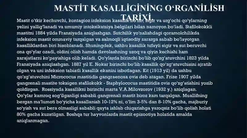 Mastit kasalligining Differensial Diagnostikasi 3