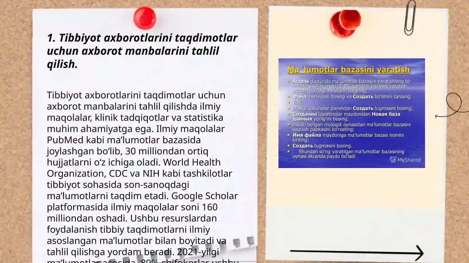 Tibbiyot axborotlarini taqdimotlar ko‘rinishida shakllantirish texnologiyasi 3