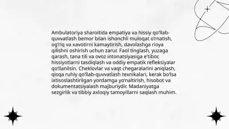 Ambulatoriya sharoitida bemorlar bilan munosabatda bo’lishning psixologiyasi 3