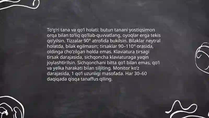 Klaviatura va sichqoncha ishlatish qoidalari 3