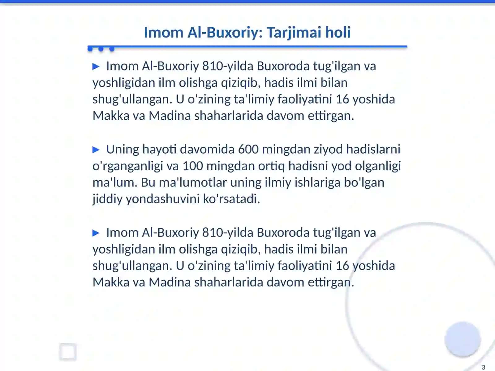 Imom Al-Buxoriyning pedagogik gʻoyalari 3