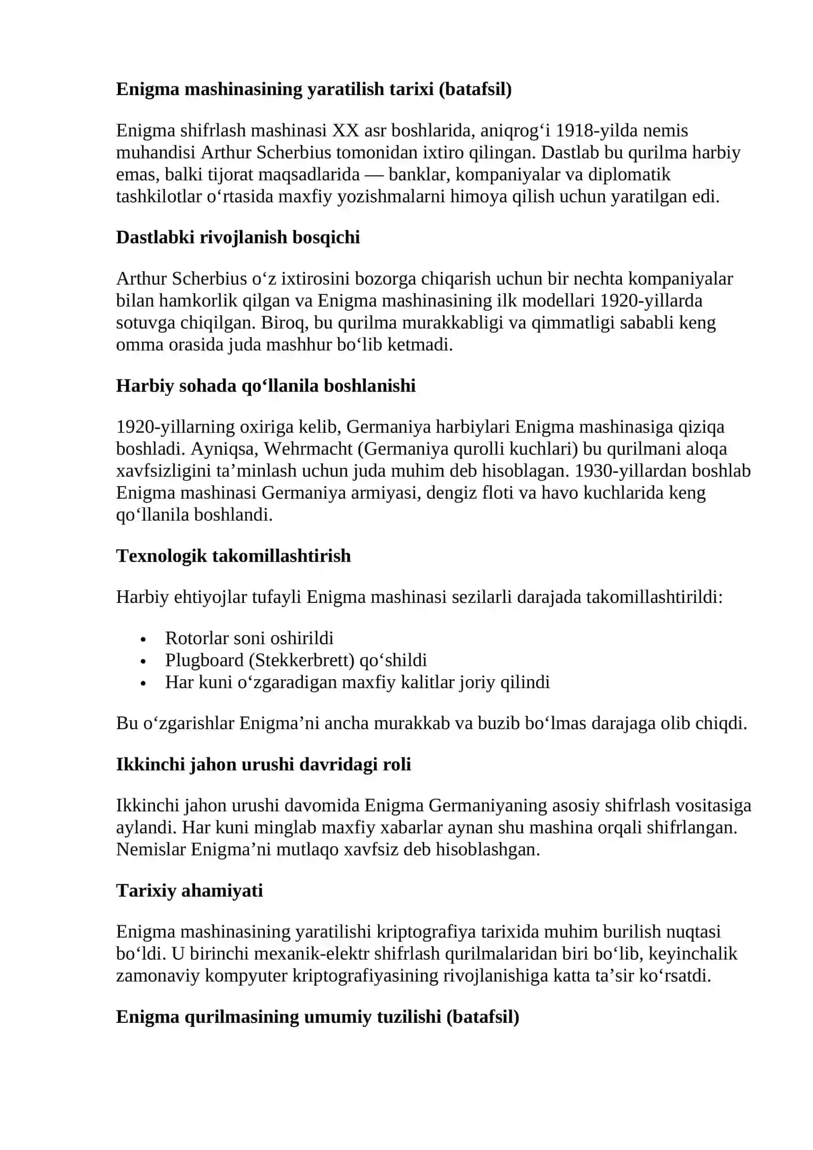 Enigma shifrlash mashinasi va uning bardoshligi(kriptografik mustahkamligi) 3