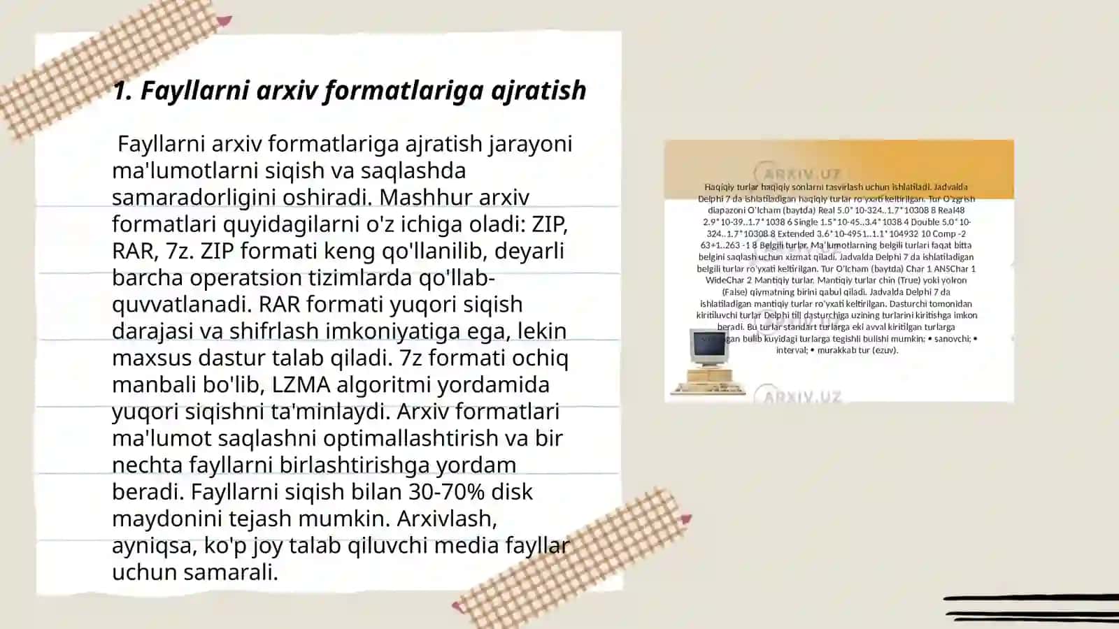 Fayllarni arxivlash va ochish.Kompyuter viruslari va antivirus dasturlari 3