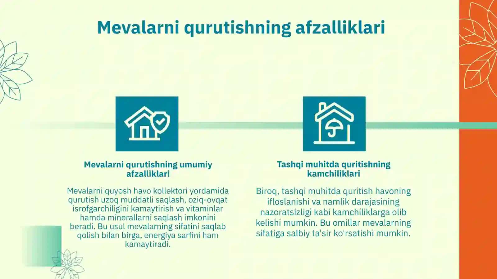Mevalarni qurutishning afzalliklari. Mevalarni quyosh havo kollektori yordamida qurutish orqali nimalarga erishamiz 3