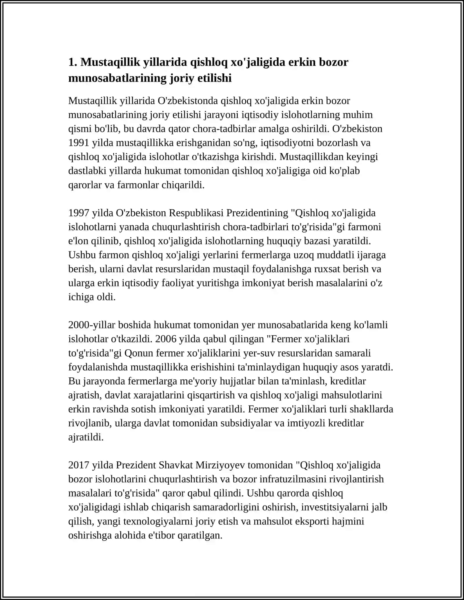 MUSTAQILLIK YILLARIDA QISHLOQ XO’JALIGI VA SANOAT SOHASIDA O‘ZGARISHLAR 3
