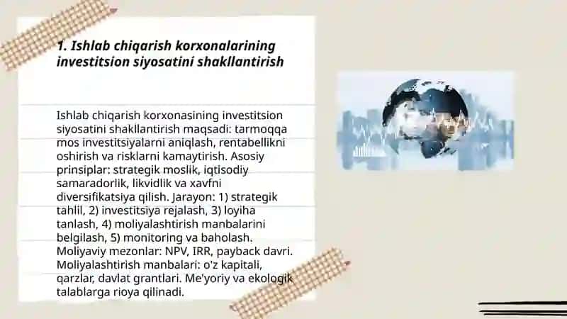 Ishlab chiqarish korxonalarining investitsion faoliyati 3