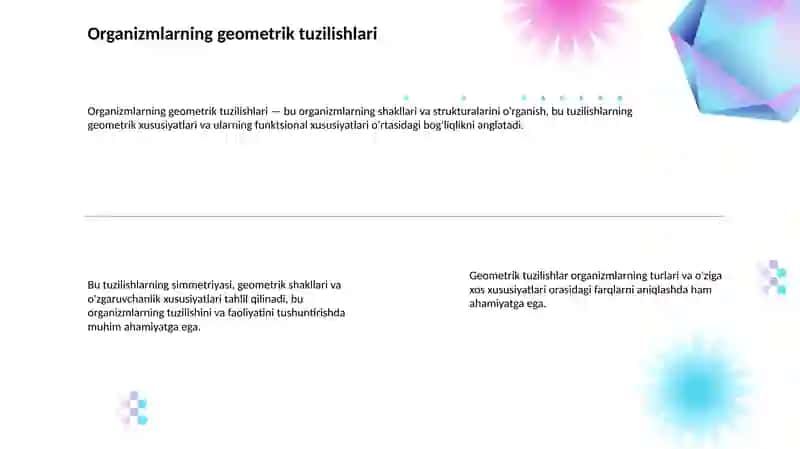 Biologiya va tabiiy fanlarda geometrik modellar 3