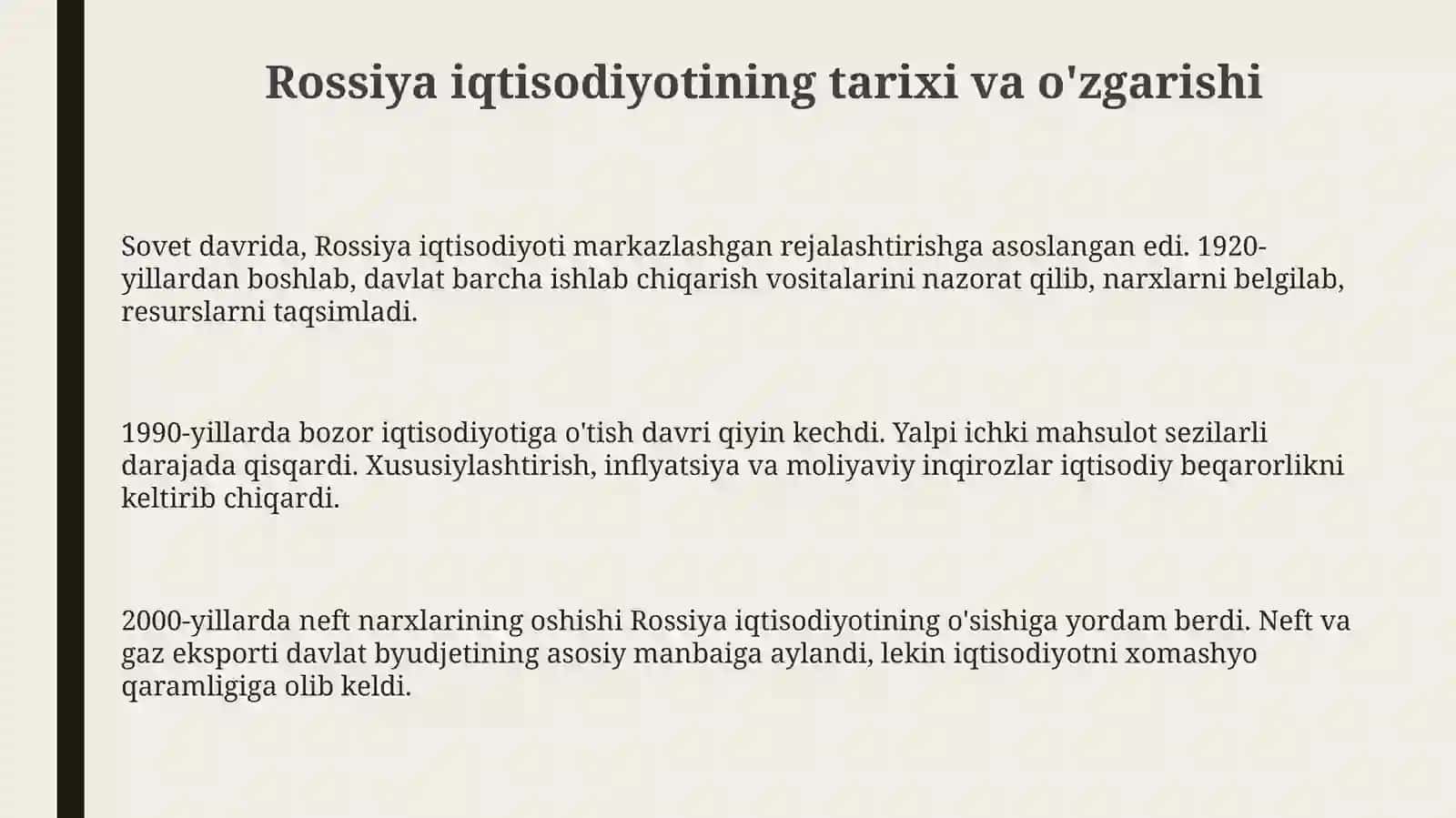 Rossiya iqtisodiyoti va yalpi ichki mahsuloti 3