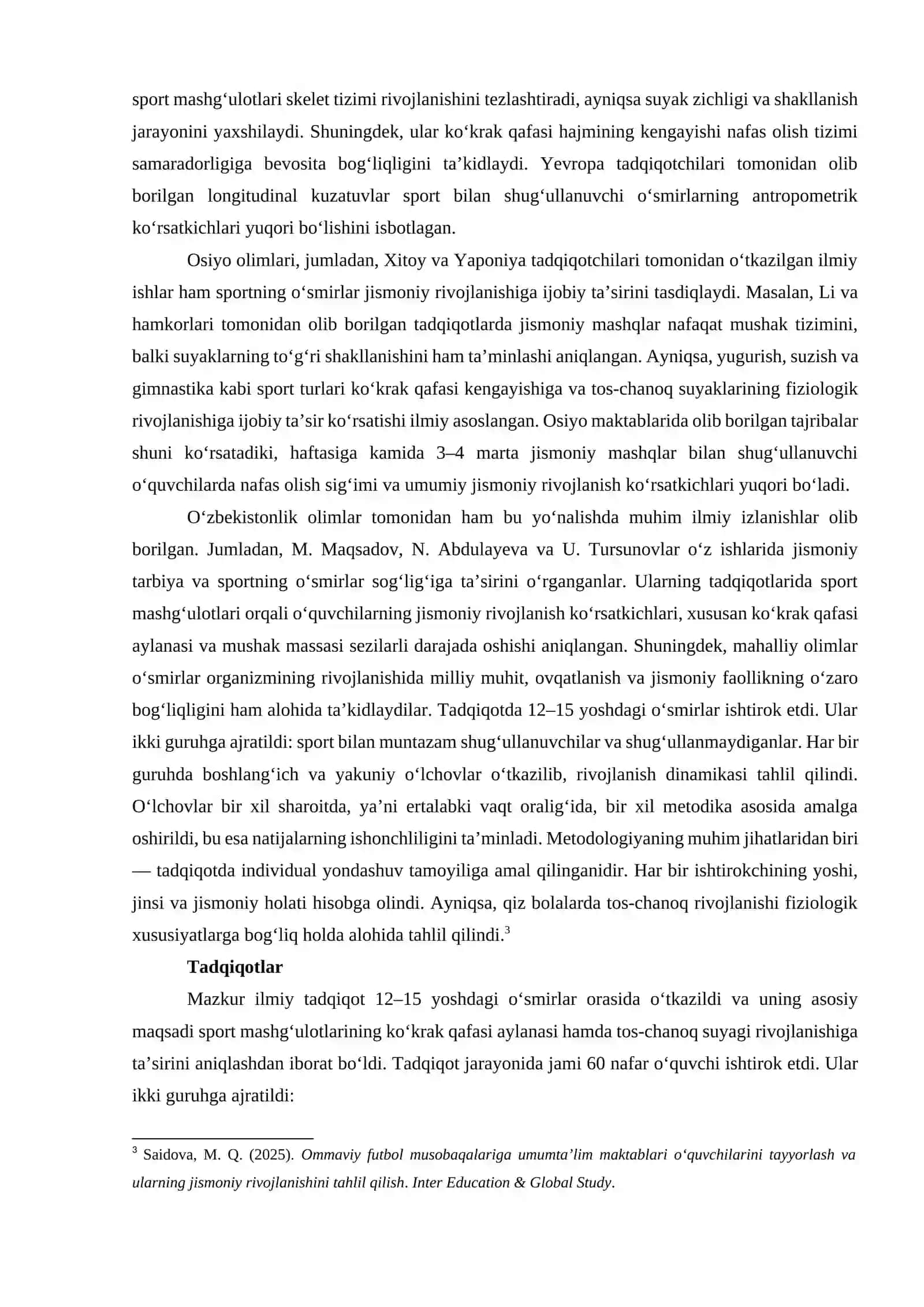 О‘SMIR YОSHDАGI BОLАLАRDА KО‘KRАK QАFАSI АYLАNАSI VА TОS-CHАNОQ SUYАGI RIVОJLАNISHIGА SPОRTNING TА’SIRI 3