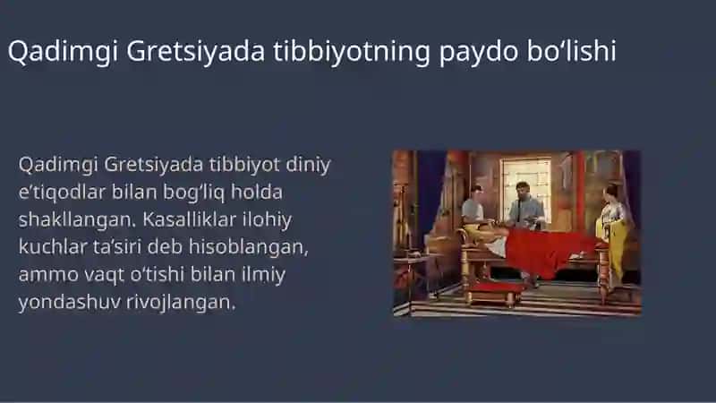 Rim va Gretsiyada davolashning qadimiy usullari, antik davr tabiblari, tibbiyot maktablari, amaliy tajribalar hamda ularning zamonaviy tibbiyot rivojiga qo‘shgan hissasi 3