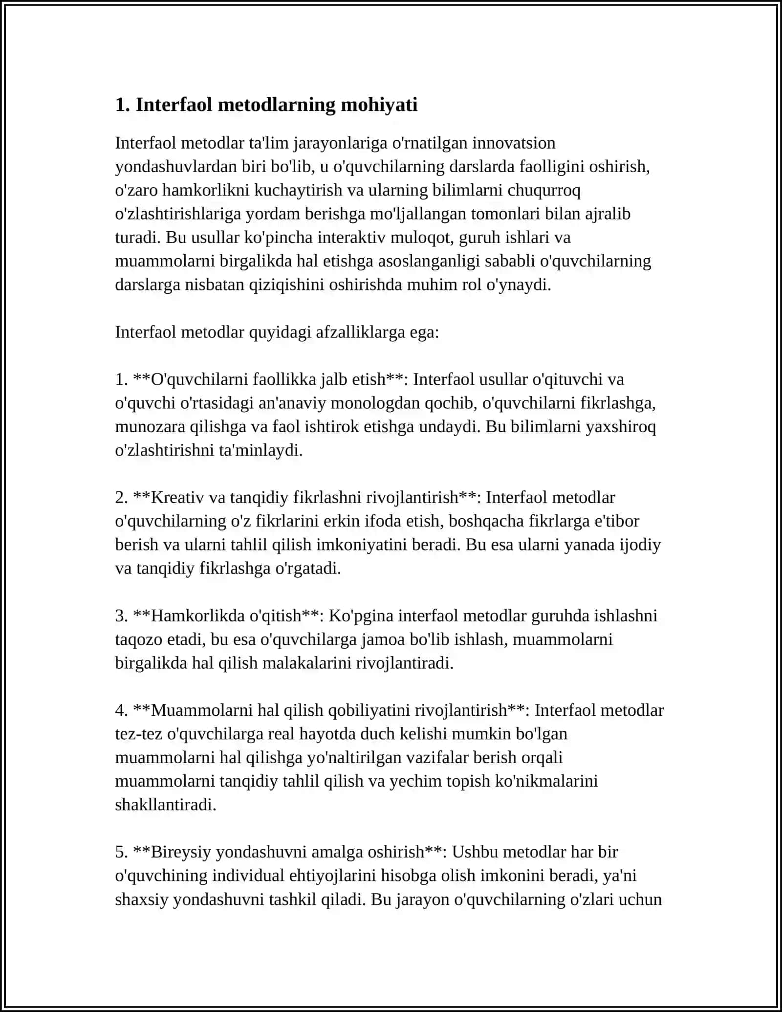 MUTAXASSISLIK FANLARINI OʻQITISHDA INTERFAOL METODLARDAN FOYDALANISH METODIKASI 3