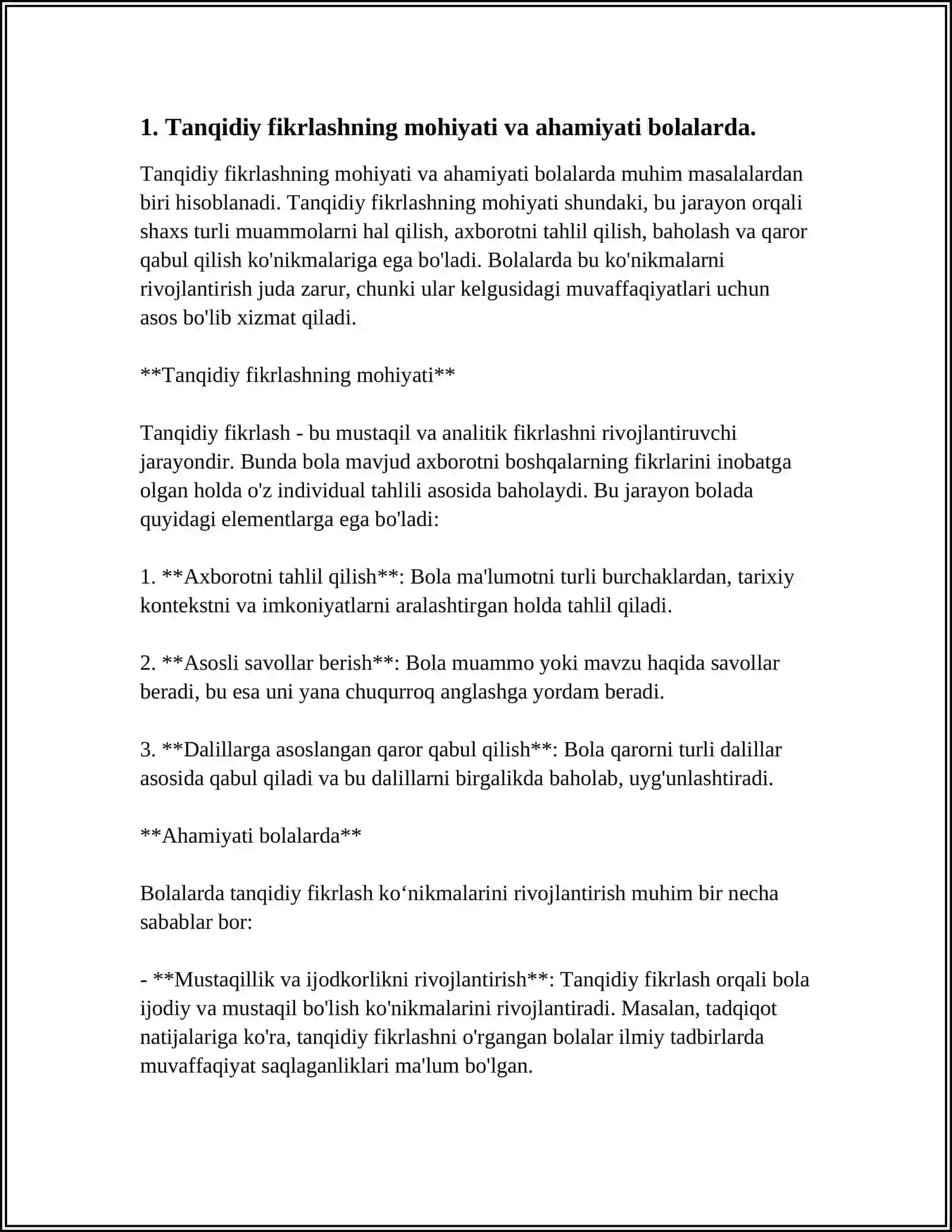 MAKTABGACHA YOSHDAGI BOLALARDA TANQIDIY FIKRLARNI RIVOJLANTIRISH 3