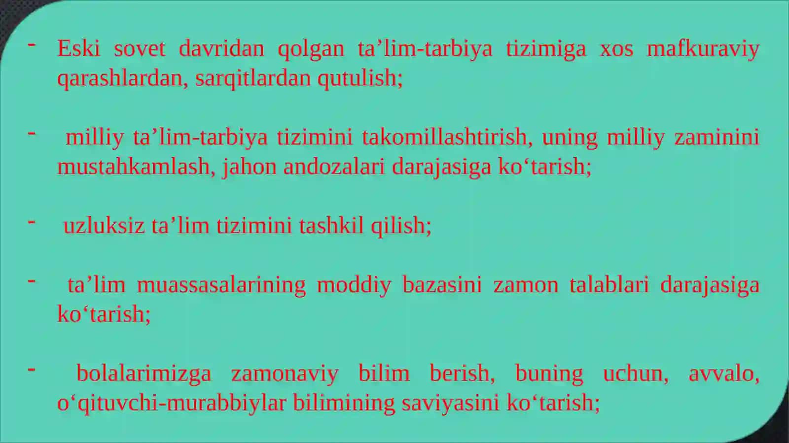 O‘zbekiston Respublikasi data’lim sohasida amalga oshirilgan islohotlar 3