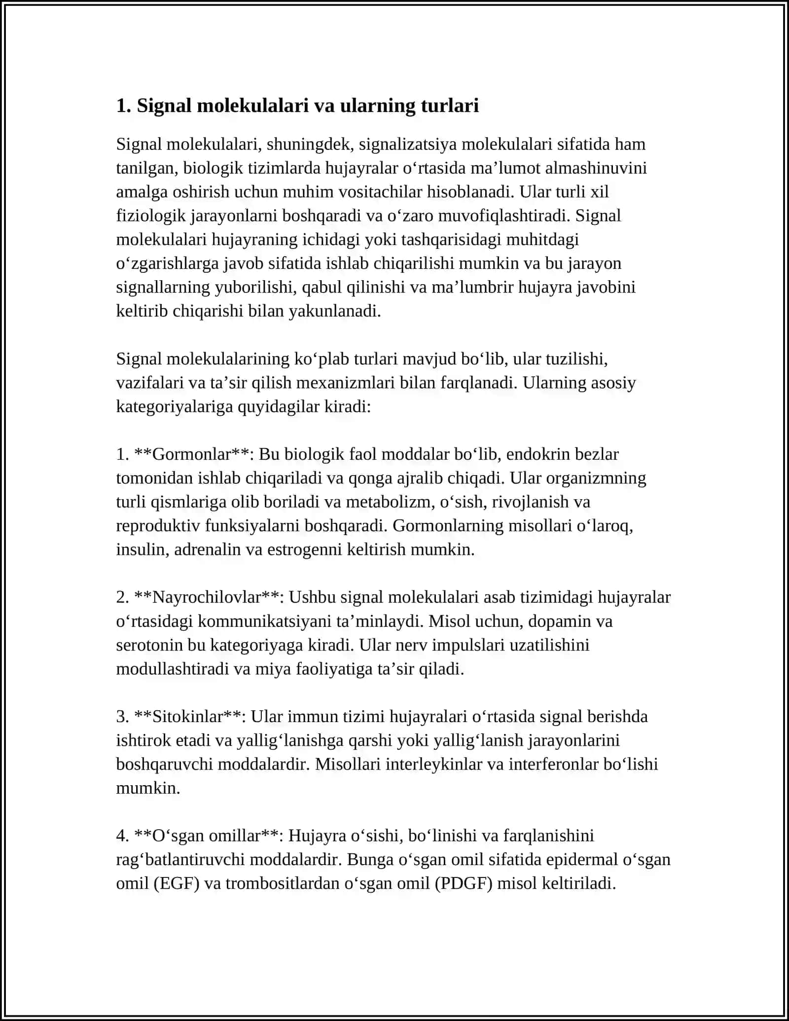 SIGNALLARNI MEMBRANALAR ORQALI O’TKAZILISHI (HUJAYRALARDAN TASHQARI, HUJAYRA ICHI, INOZITOLFOSFAT TIZIM) 3