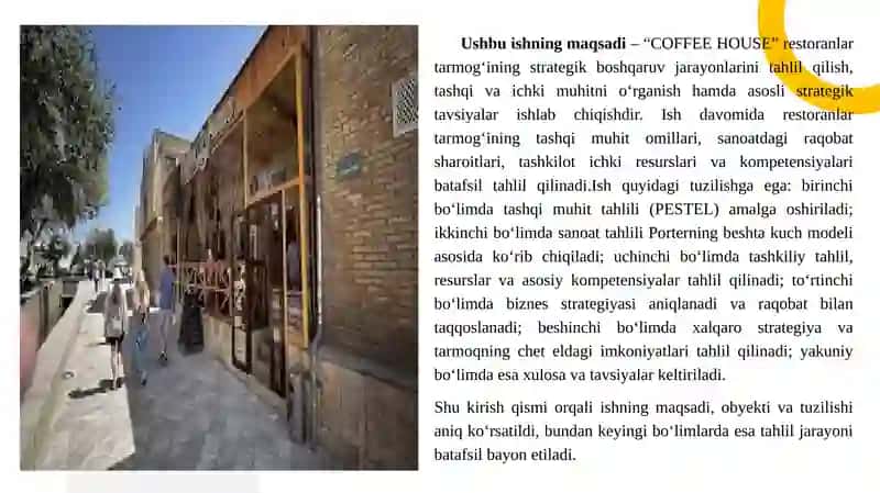 "COFFEE HOUSE”TURIZM KORPORATSIYASINING STRATEGIK BOSHQARUV TAHLILI 3