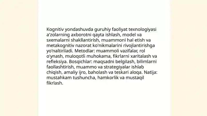 Turli xil psixologik yo'nalishlarda guruhiy faoliyatning"Texnologiya"si 3