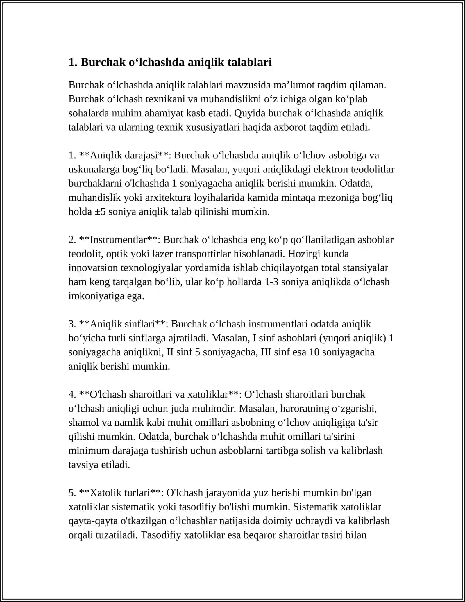 YUQORI ANIQLIKDA BURCHAK OʻLCHASHDA XATOLAR MANBAI VA ULARNI KAMAYTIRISH USULLARI 3