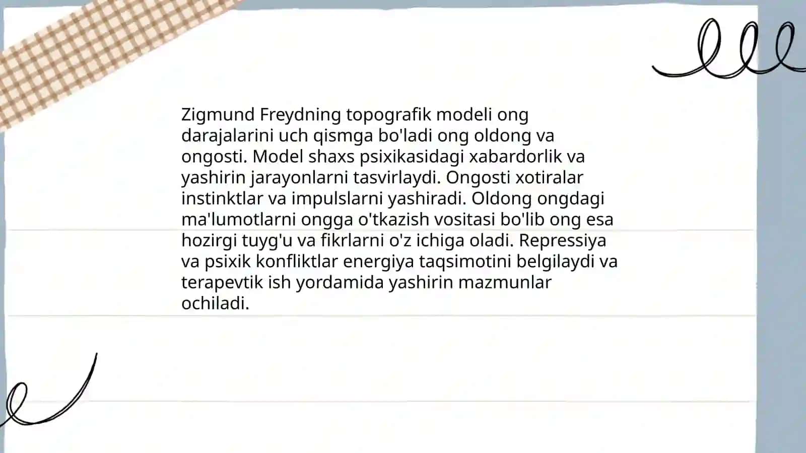 Zigmund Freydning shaxsning topografik modeli ong darajalari 3