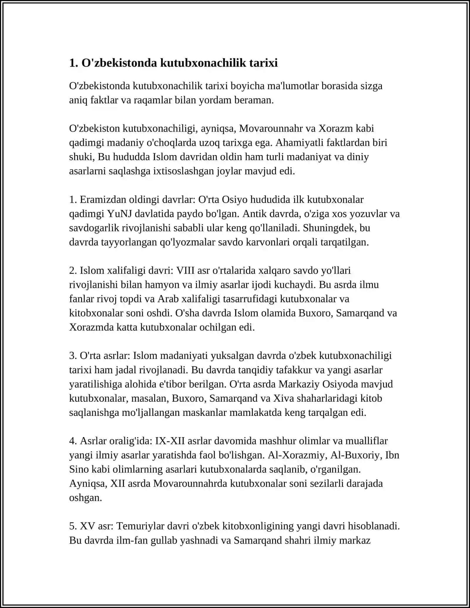OʻZBEKISTONDA XORIJDA KUTUBXONACHILIK ISHI TARIXI FANINING RIVOJLANISH TENDENSIYALARI 3