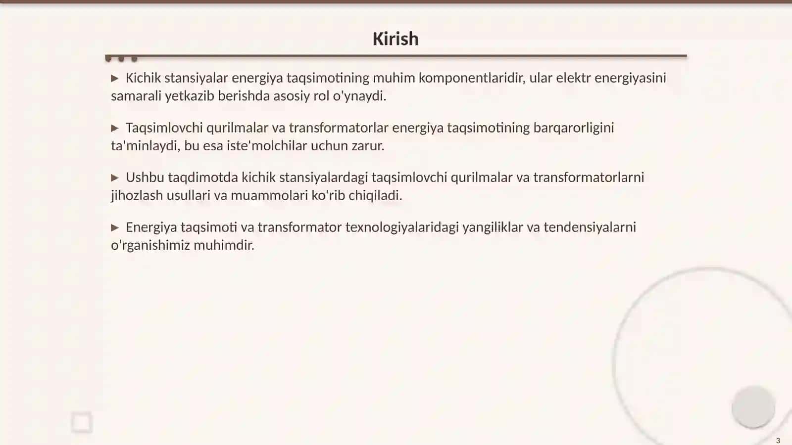Kichik stansiyalarda taqsimlovchi qurilmalar va transformatorlarni jihozlash 3