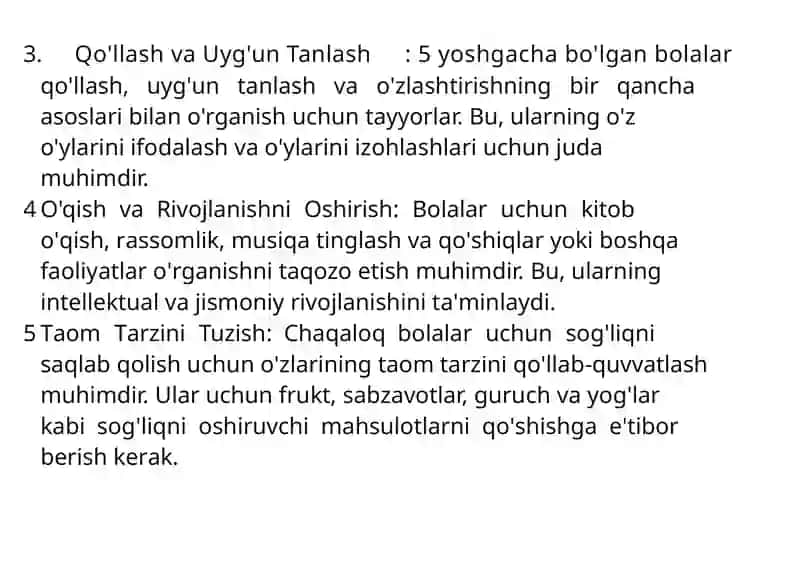 Chaqaloq Bola va 5 yoshgacha bo'lgan bolarni parvarishlash 3