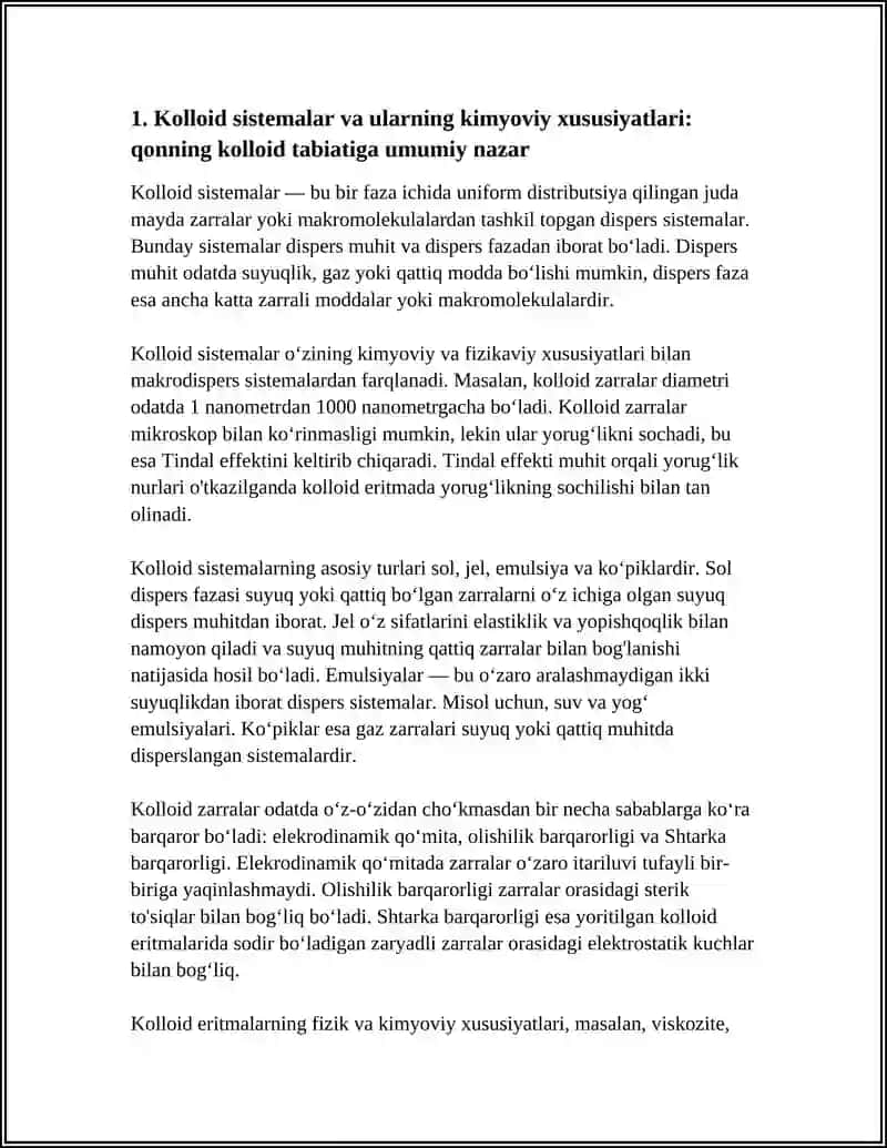 KOLLOID SISTEMALARNI DIALIZ YOLI BILAN TOZALASH GEMODIALIZNI OTKAZISHDA KIMYONING AHAMIYATINI OCHIB BERUVCHI MARUZA TAYYORLASH 3