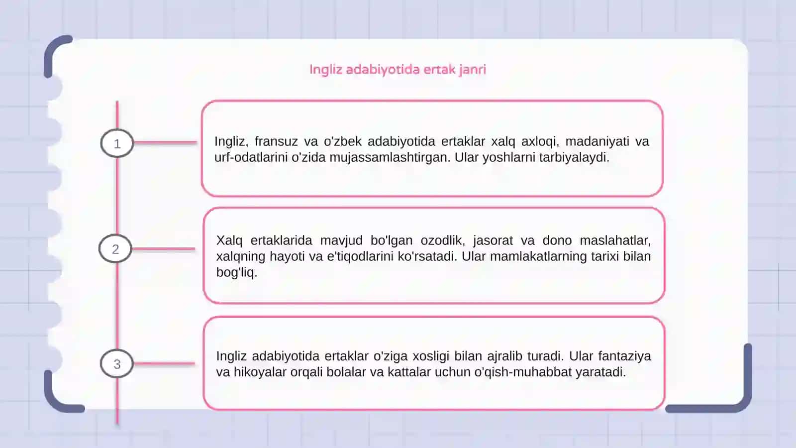 Ingliz, fransuz va o'zbek adabiyotida ertak janri 3