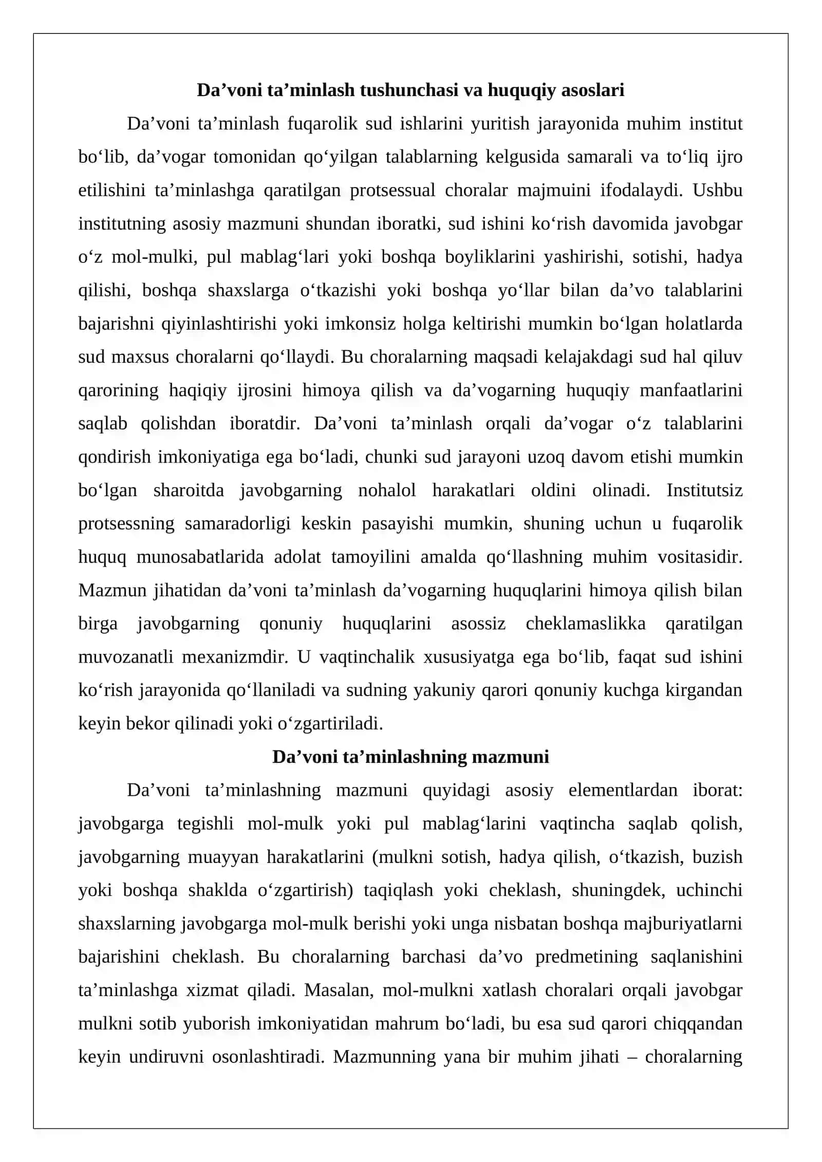 Da’voni ta’minlash tushunchasi va choralari 3