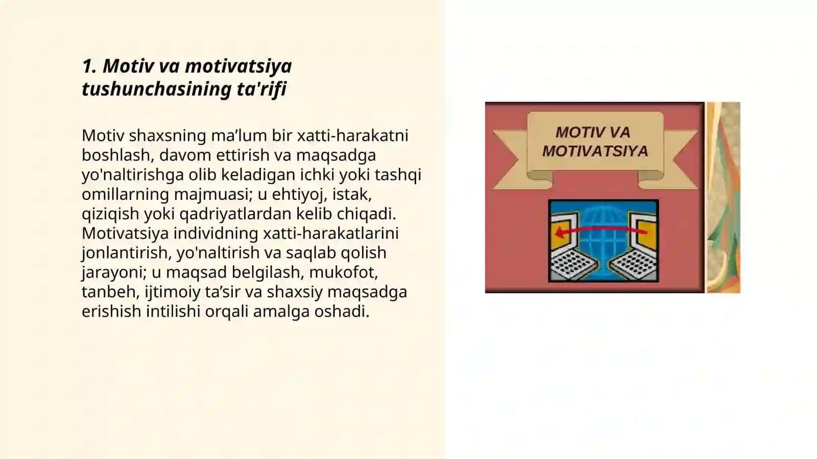 Motiv va motivatsiyalar tushunchasi 3