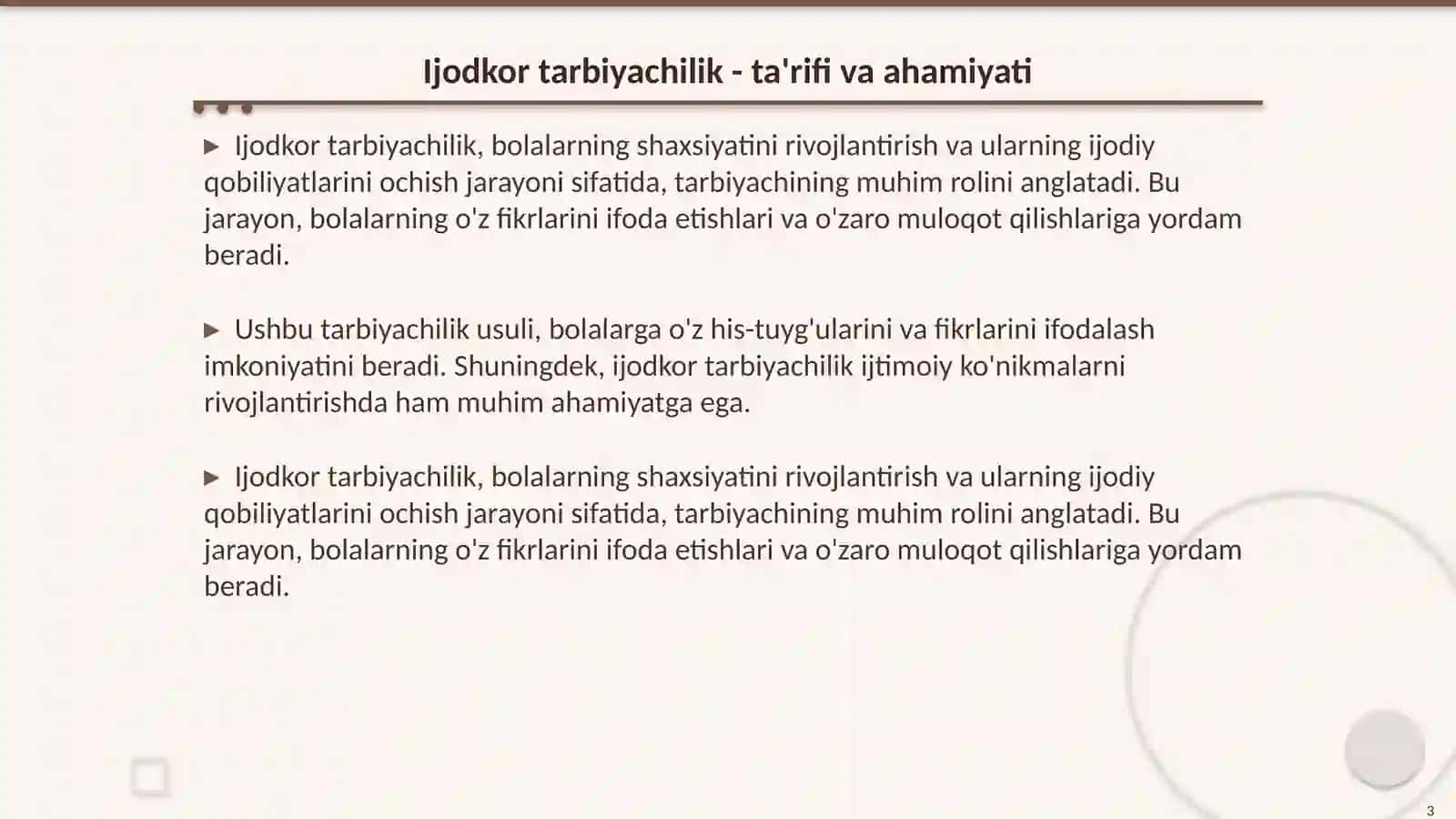 Ijodkor tarbiyachilik - ta'rifi va ahamiyati 3